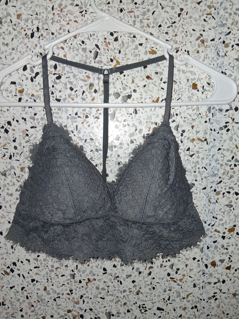 aerie Charcoal Lace T-Back Bralette